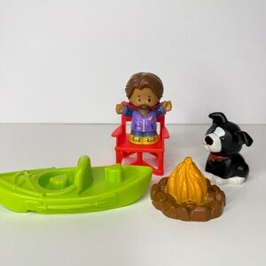 Fisher Price Little People Camping Playset Toy Furniture Fire Kayak Dog Camper